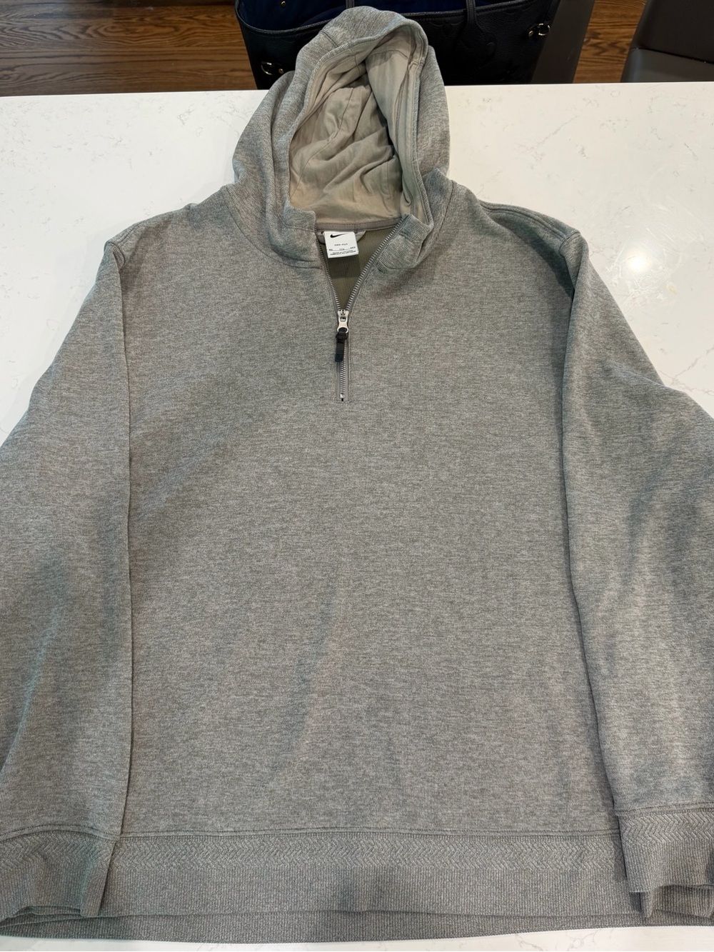 Men's Nike Grey 1/4 zip Hooded Sweatshirt